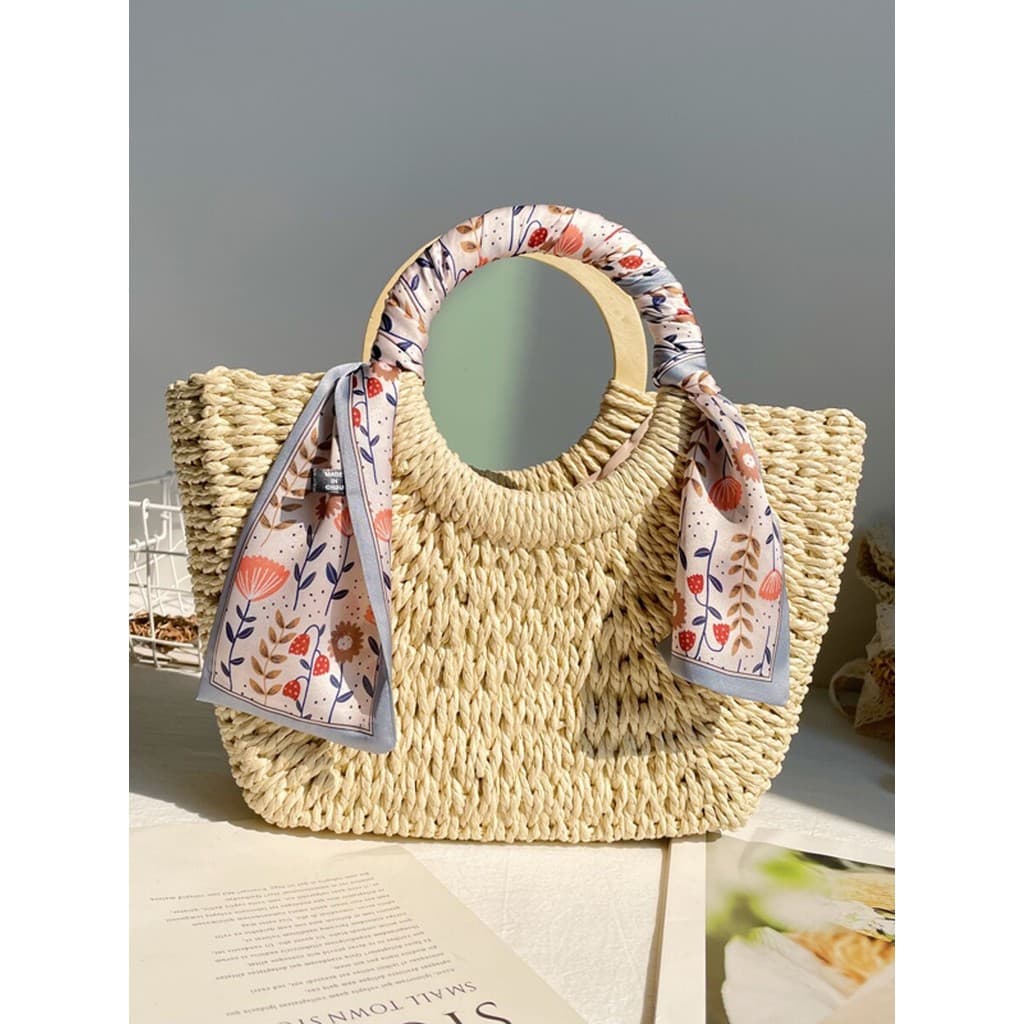 Saco de tecido Rattan bolsa de palha artesanal à beira-mar férias viagem praia saco ins grande saco de palha feminino ve