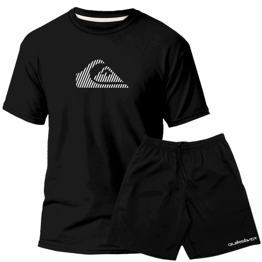 Kit  Conjunto Verão Quiksilver  Listras Camisa Masculina e Short  Tectel