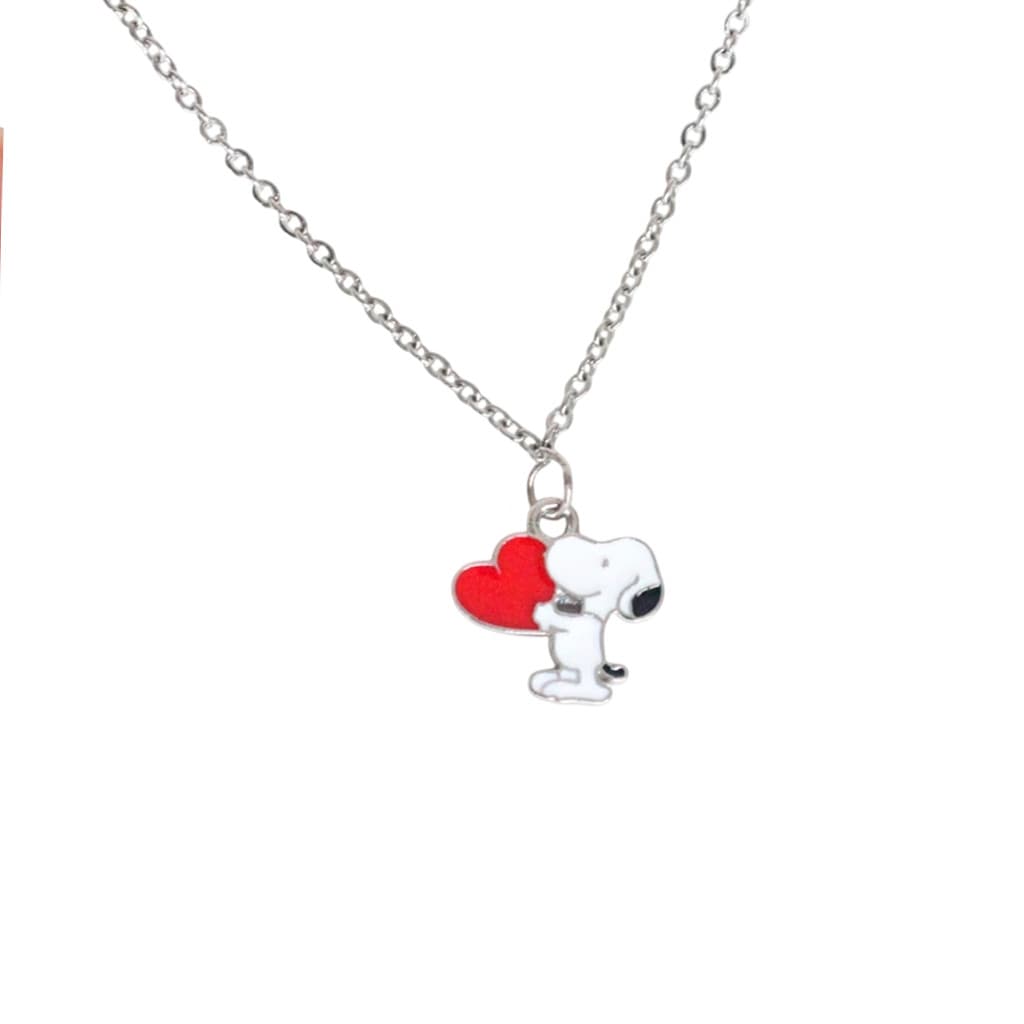 1 Colar Snoopy Coração Aço Inox