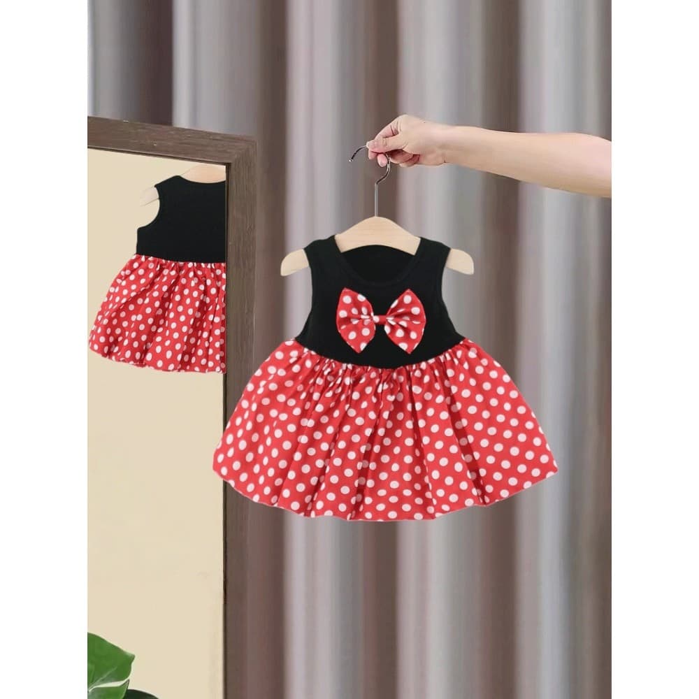 Meninas vestido de verão novo estilo crianças bolinhas vestido de princesa bebê menina um ano de idade vestido de verão