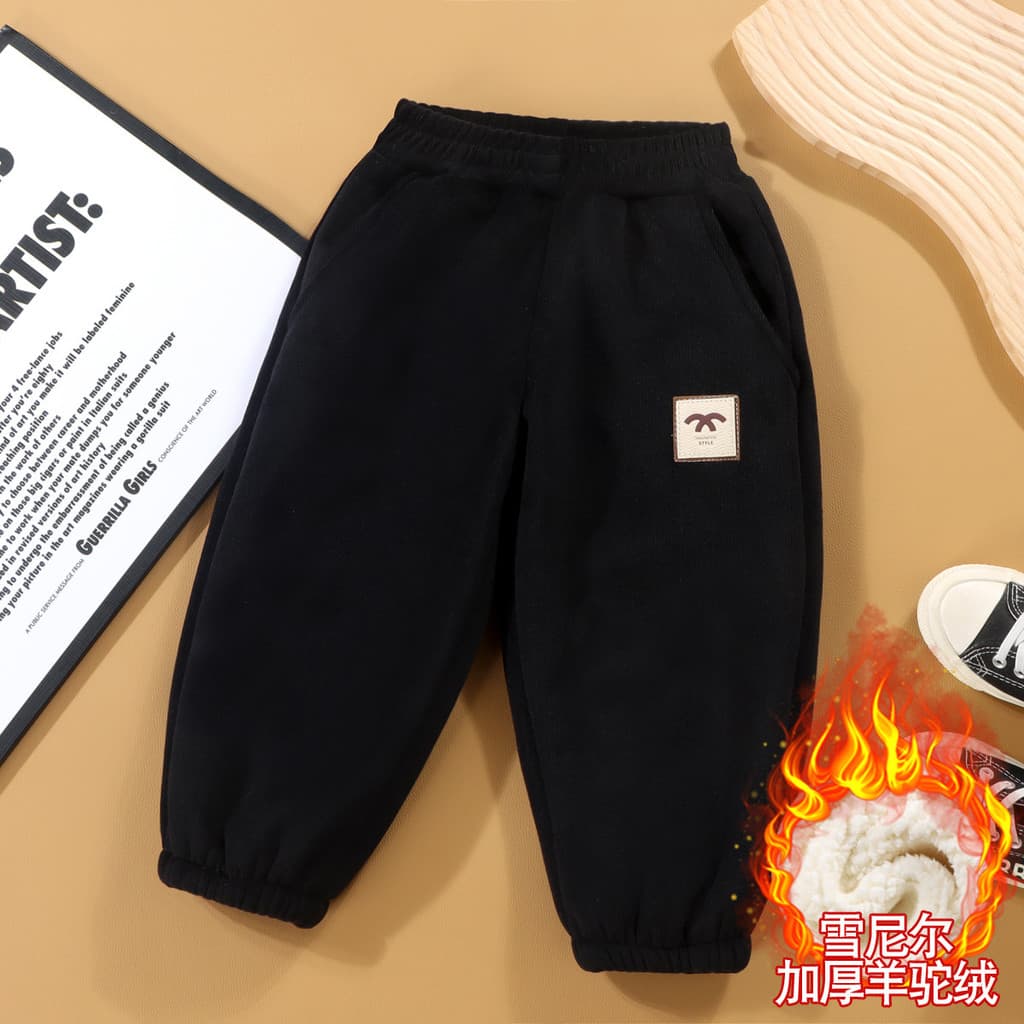 Crianças inverno velo-calças de lã meninos calças esportivas meninas calças quentes médio grande crianças exterior Wear