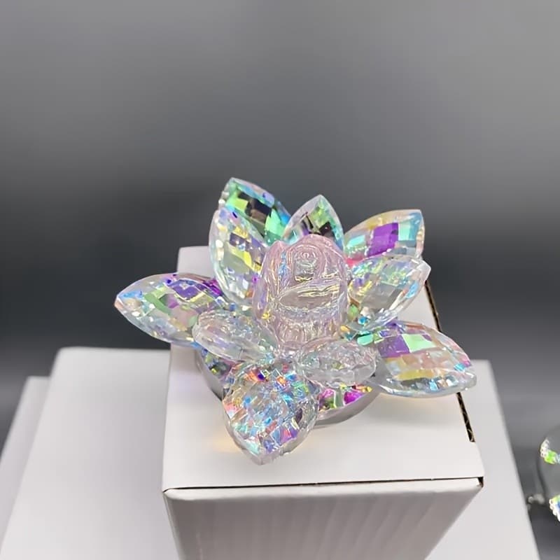 Figuras Colecionáveis, Cristal Luminoso para Decoração de Lótus: Perfeito para Casa, Escritório ou Mesa - Escolha de Pre