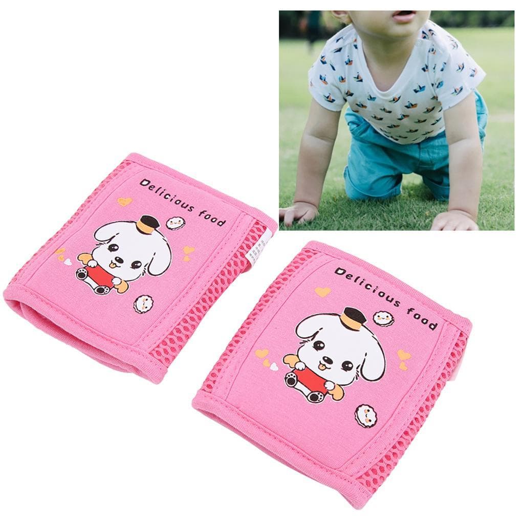 Aumotop joelheiras para bebês, protetor macio ajustável para engatinhar, meninas e meninos, cachorrinho rosa, 1 par
