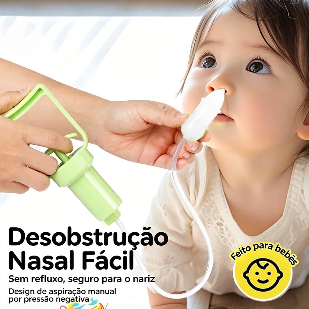 Aspirador Nasal Portátil Manual com Sucção – Limpeza de Muco para Bebês e Crianças