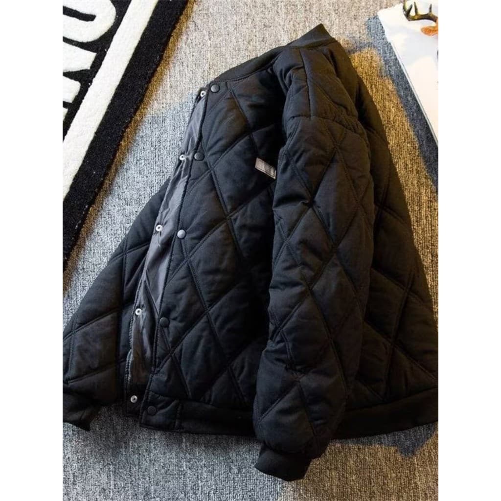 Diamante verificado jaqueta de algodão masculino outono inverno japonês Retro macacão jaqueta High-End engrossado quente