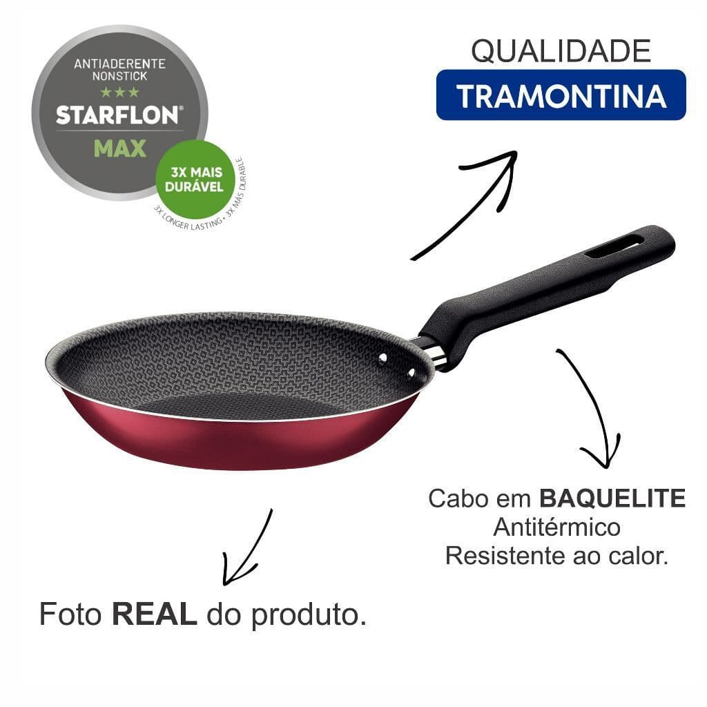 Frigideira Tramontina Loreto 28cm Vermelha Alumínio Antiaderente Starflon Max Cabo Antitérmico