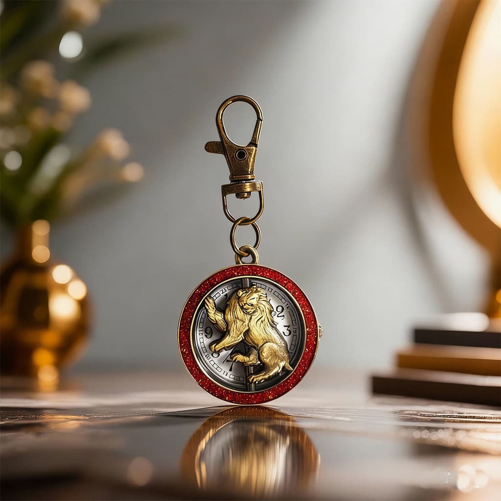 Relógio de bolso criativo retrô com tema de animais, relógio chaveiro portátil mini de quartzo.