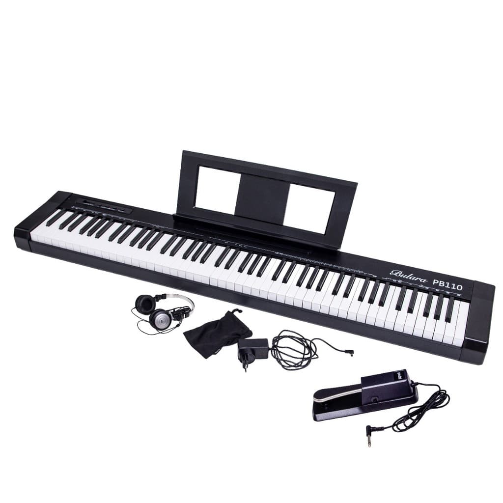 Piano Digital Bulara PB110 88 Teclas Semi-pesadas - Preto-Instrumento + Fone AKG