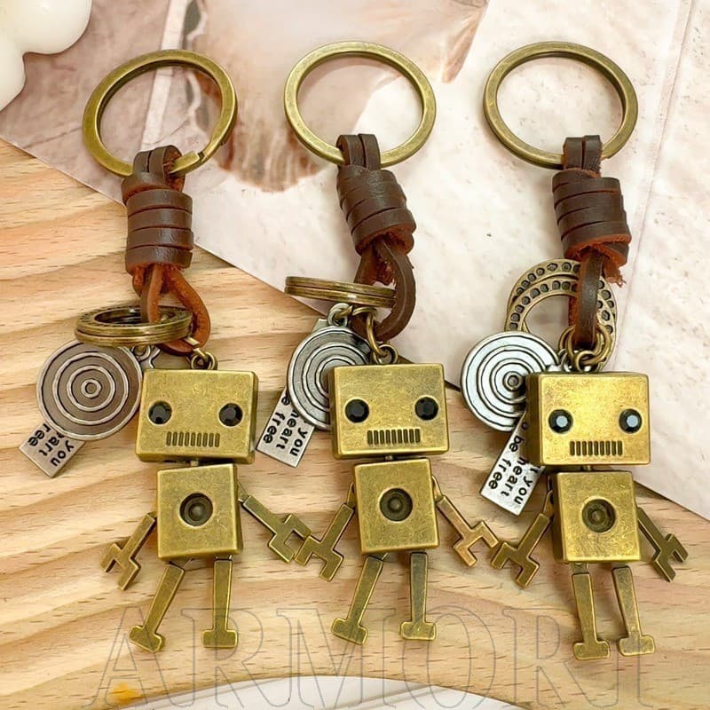 Chaveiro Robô De Liga Durável | Pingente De Metal Antiferrugem Com Fecho Lagosta Seguro Design Retrô Leve Para Decoração