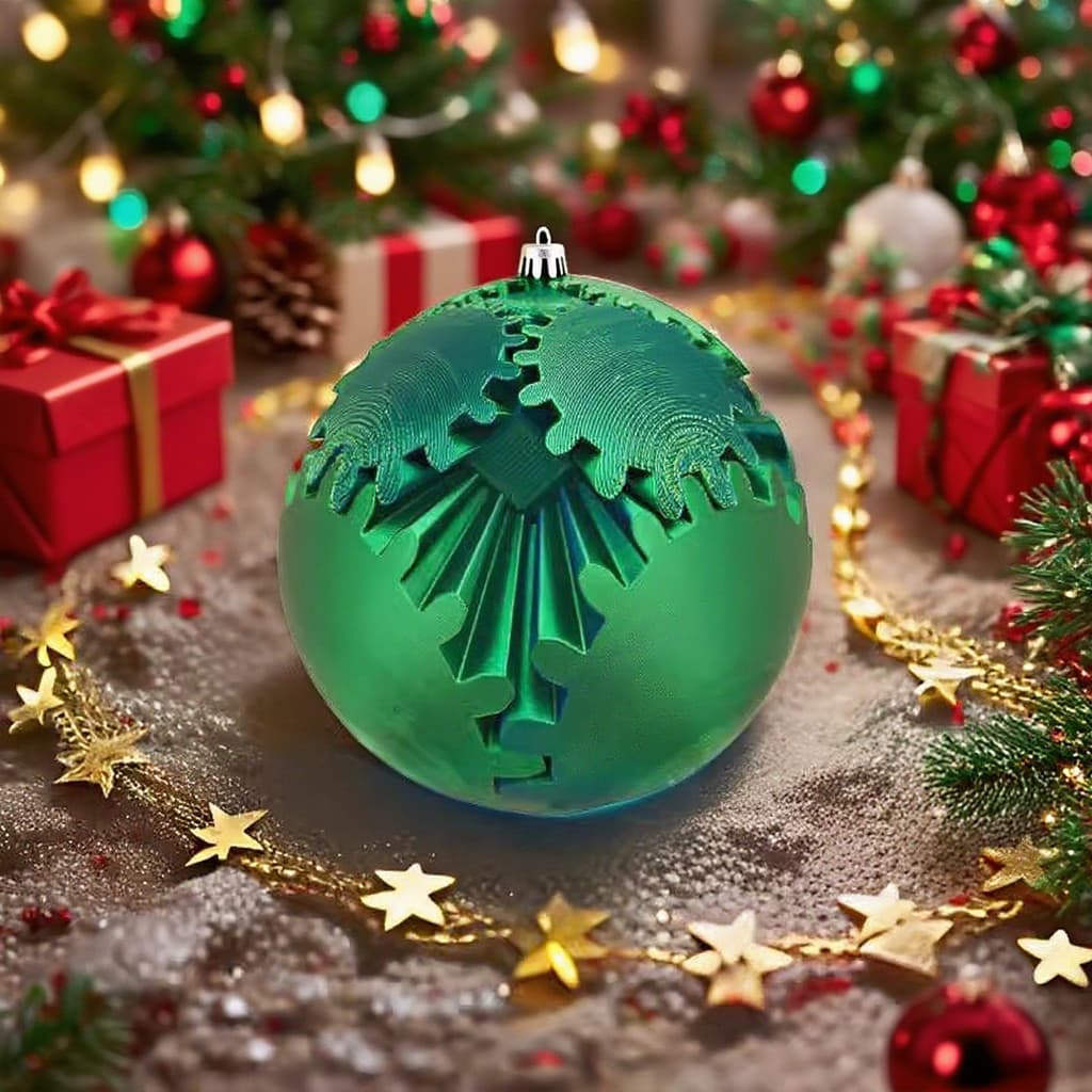 Natal impressão 3D colorido criativo engrenagem bola figura diversão entretenimento girando desdobrado descompressão bri