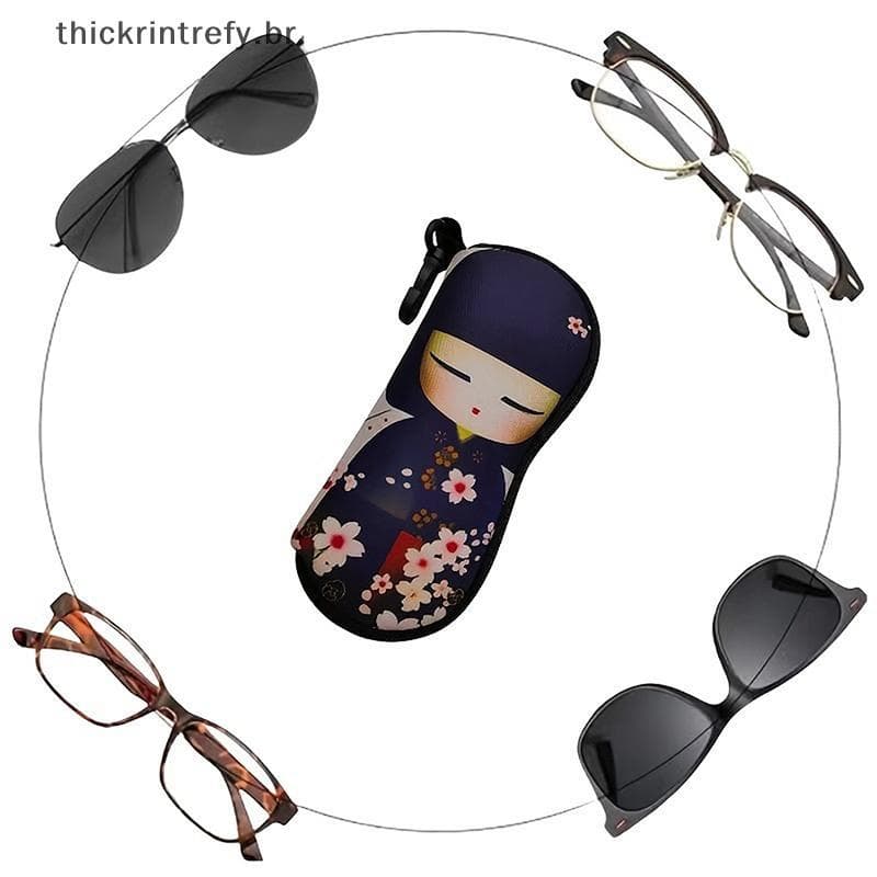 thi Estilo Japonês Kimono Cherry Blossom Girl Print Óculos Caso Caixa De Armazenamento Portátil Adequada Para Mulheres C