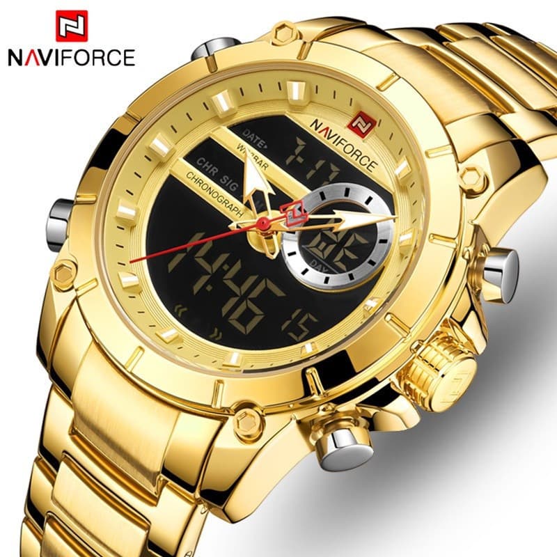 Relógio masculino original NAVIFORCE, elegante e à prova d'água, modelo 9163 M98Y.   G7DY