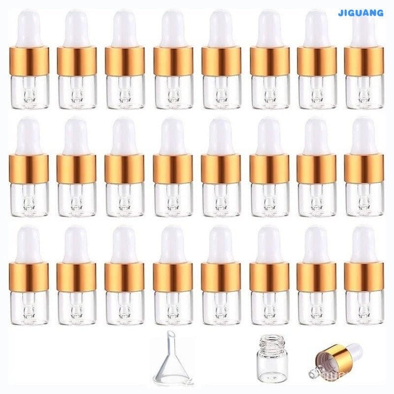 20/30/50 Peças Garrafa De Vidro Transparente Com Conta-Gotas Vazia 2ml 3ml 5ml Tampa Dourada