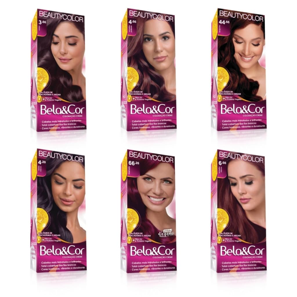 Kit Tinta Bela&Cor BeautyColor Vermelho – Coloração Creme Tintura Capilar Permanente