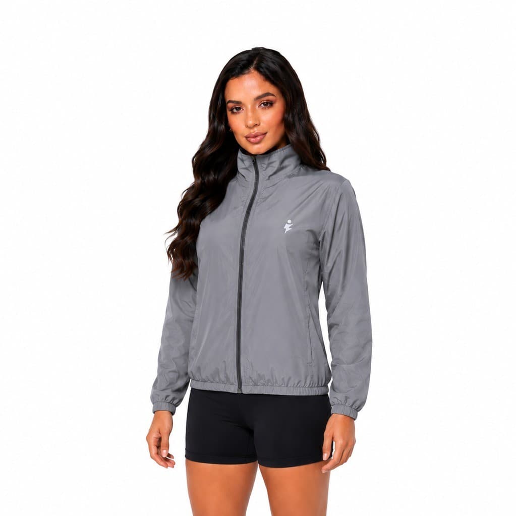 JAQUETA  CASACO CORTA VENTO FEMININA LISA COM ZÍPER ACADEMIA  CORRIDA TREINO FITNESS