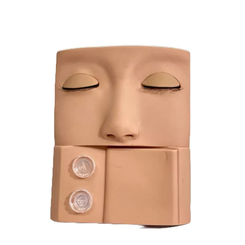 Cabeça com 10 pares cílios de treino -Boneco QUADRADO de treino para extensão/ placa de silicone