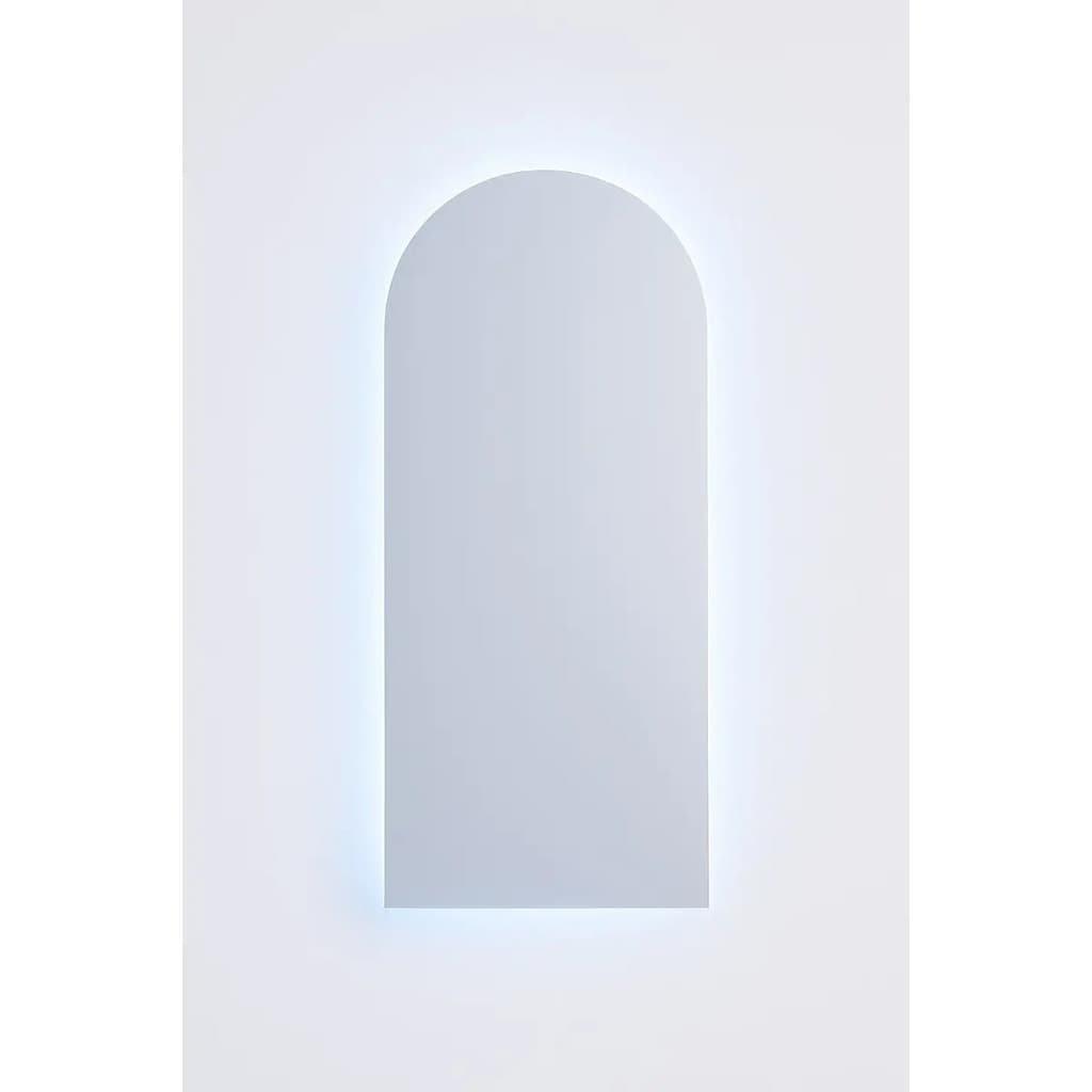 Espelho Oval Base Reta 50x70 Cm Led Fundo Touch Lapidado Quarto Luxo Decoração Banheiro Salão Studio