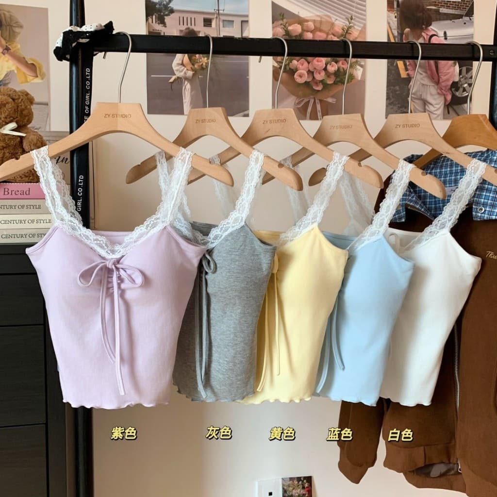 Novo estilo escovado renda quente puro desejo camisola feminina com almofadas no peito All-Match Bottoming curto bonito