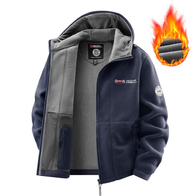 2026 Masculino Grosso Polar Velo Com Capuz Jaqueta Zip Completo Bordado Logotipo Quente Ao Ar Livre Casual Moletom XS-3X
