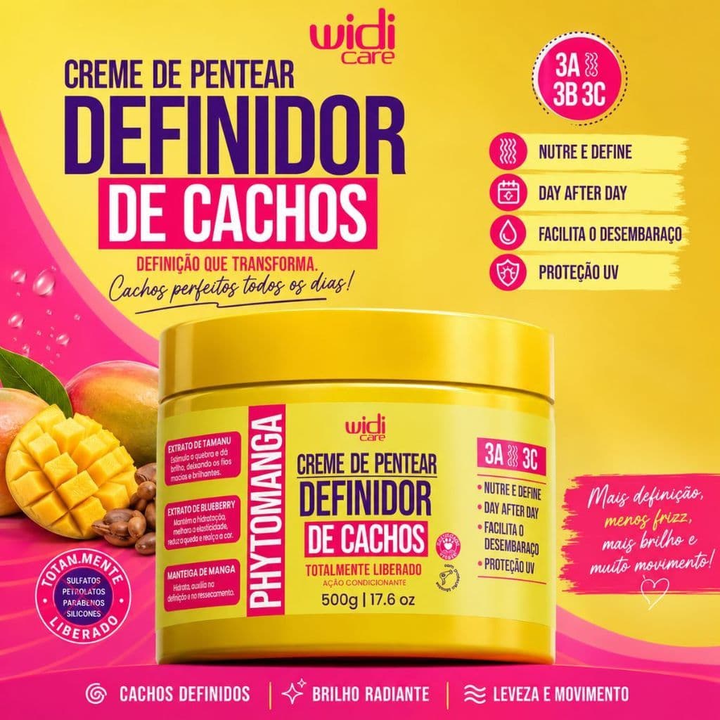Creme de Pentear Phytomanga Widi Care 500g | Definidor de Cachos e Controle do Frizz