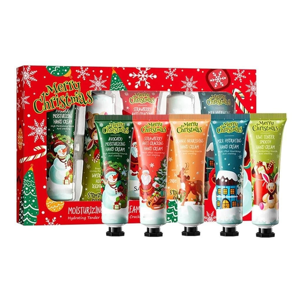 Coleção de Creme para Mãos JanJean Holiday - 5 Unidades em Tamanho Mini, Hidratação Profunda para Uso Diário, Ideia de P