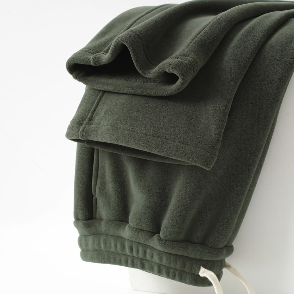 Lã Austríaca com Textura T!Verde escuro pesado forro de lã reta Sweatpants masculino à prova de frio calças de algodão q