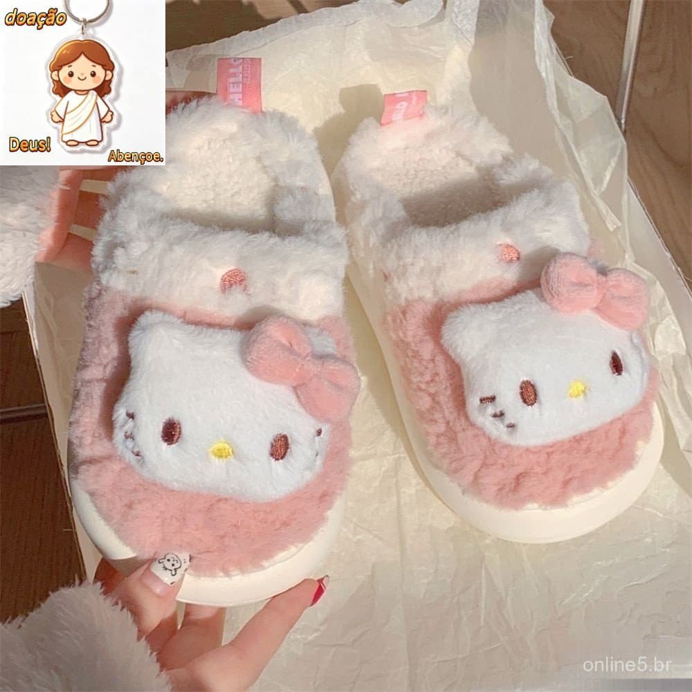Sapatos de Inverno Sanrio Hello Kitty de Algodão para Mulheres 4196