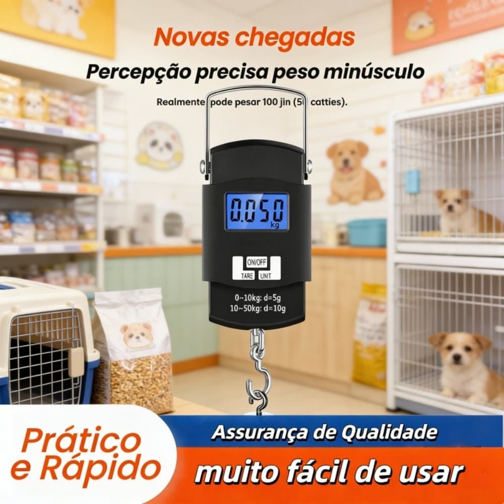 Balança Digital Portátil de Mão 50kg para Bagagem e Pesca