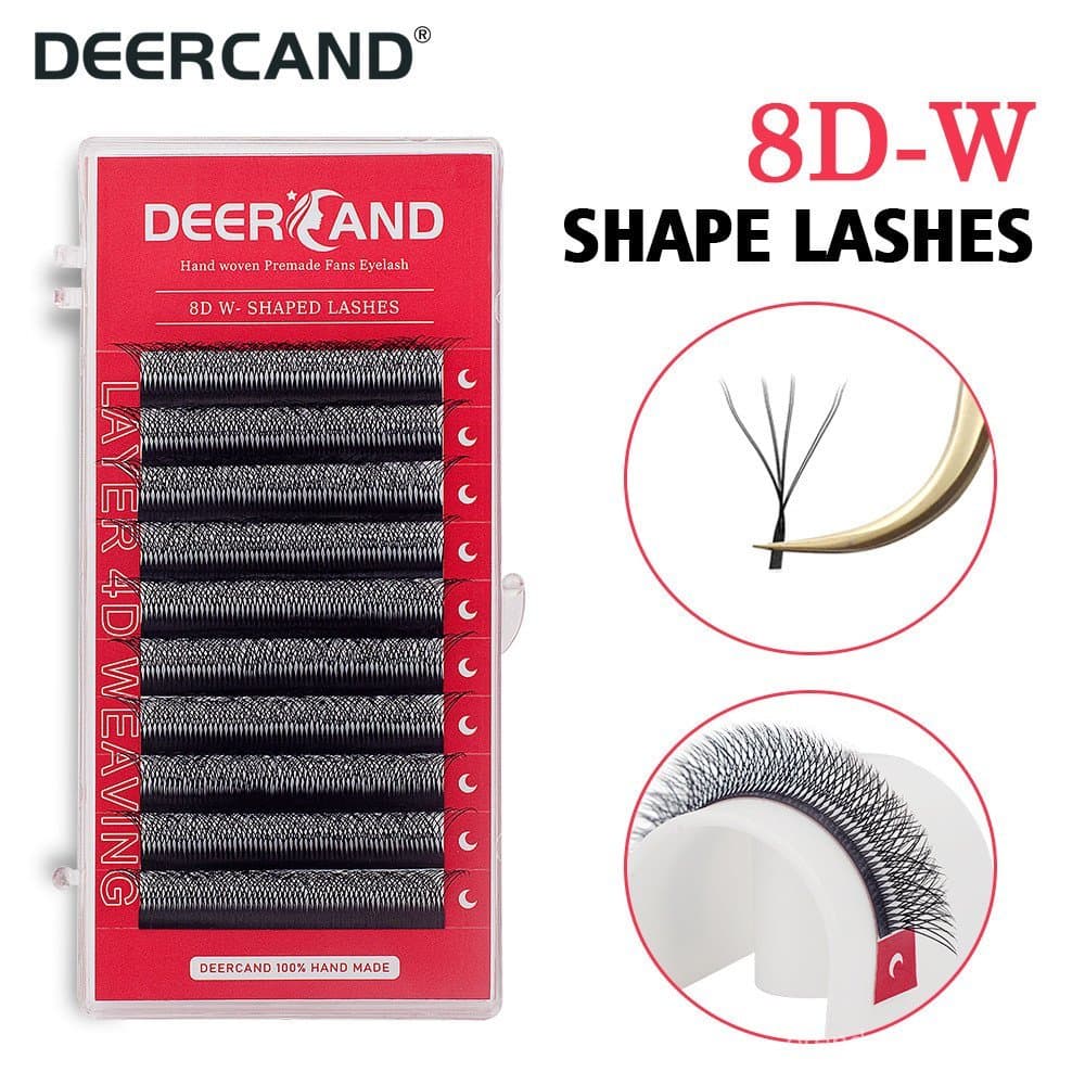 DEERCAND 8D W Cílios Dupla Camada 4D Extensões De Forma 8-15mm Ventilador De Volume Suave Natural 0.07-C/D 8D