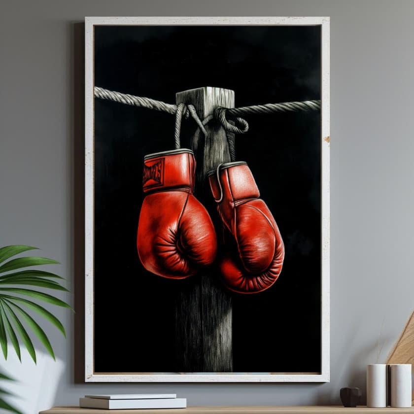 Quadro Boxe Pugilista Lutador Luvas de Boxe Decorativo Ambiente Quarto Casa