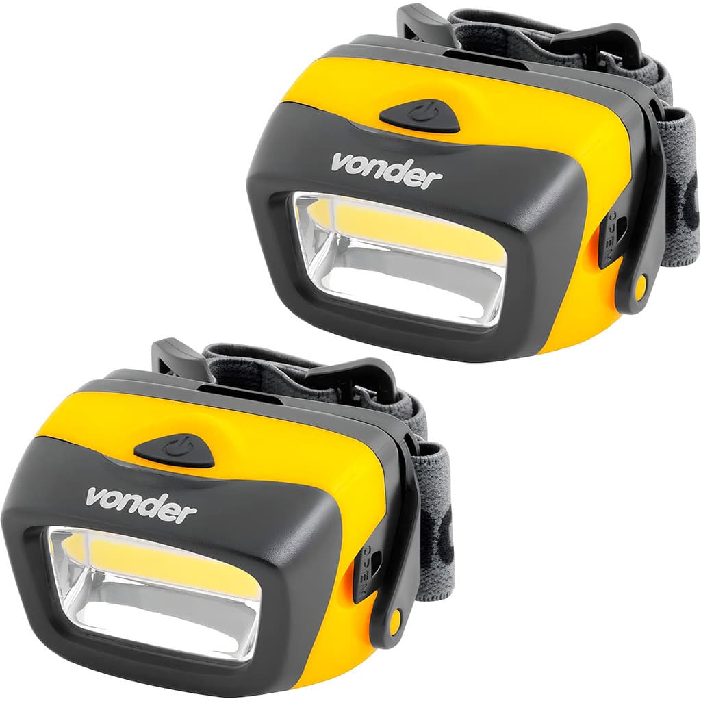 Kit 2 Lanterna de Cabeça LED COB LCV 120 Vonder Capacete Ajustável Bike