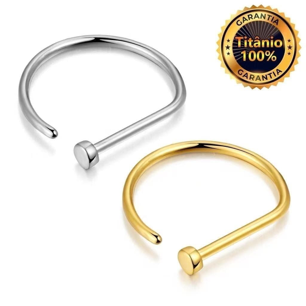 Piercing Nariz Argola D-Ring Dourado Titânio | Nostril, Septril, Rook, Conch