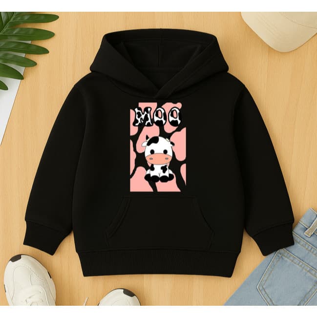 Moletom Canguru Infantil Neném Estampa Vaquinha Moo Bebê Kids Criança Agasalho Frio Inverno Escola Premium KIDS