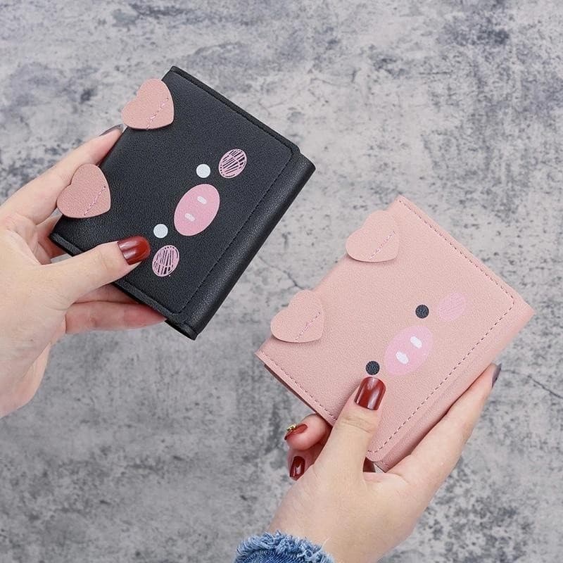 Mulheres Bonito Rosa Carteiras Bolso Bolsa Titular Do Cartão Dos Desenhos Animados Porco Design Carteira Senhora Moda Fe