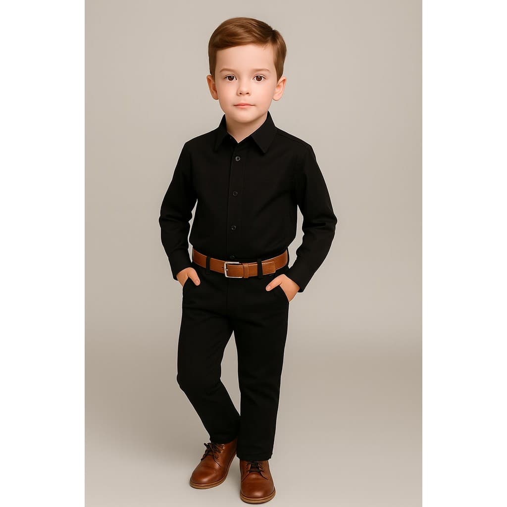 Conjunto Roupa Social Camisa Preta Calça Preta Formatura Pajem Casamento Festa