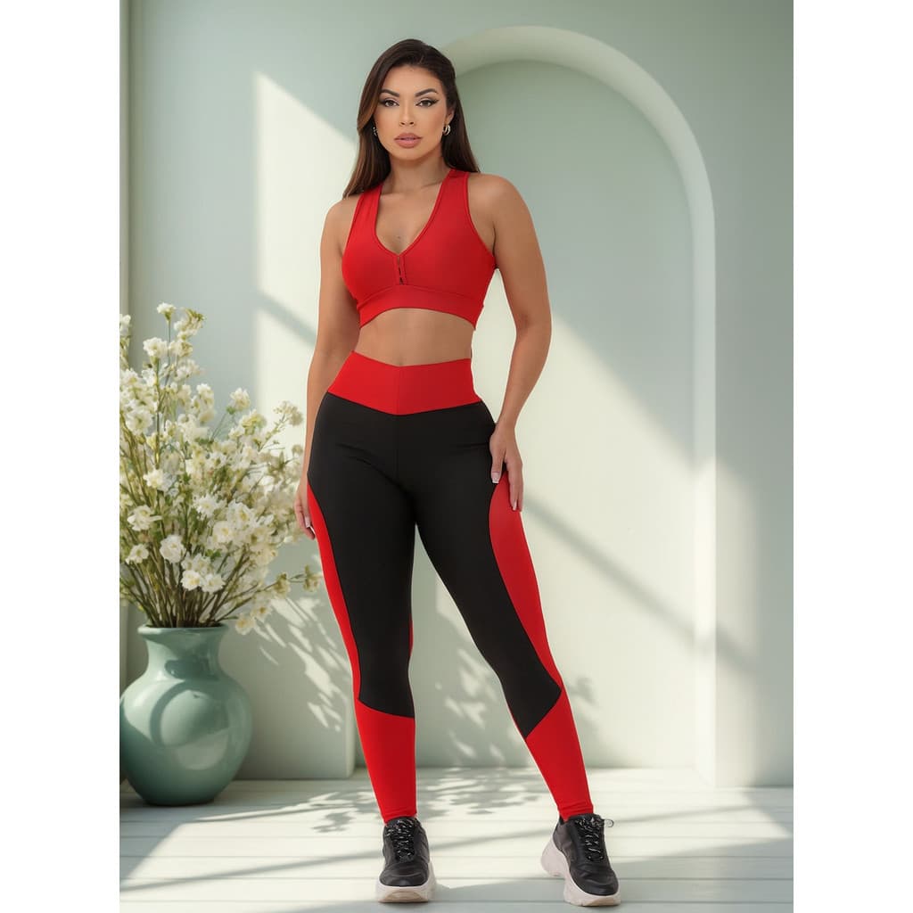 Calça Legging E Top Conjunto Feminino Fitness