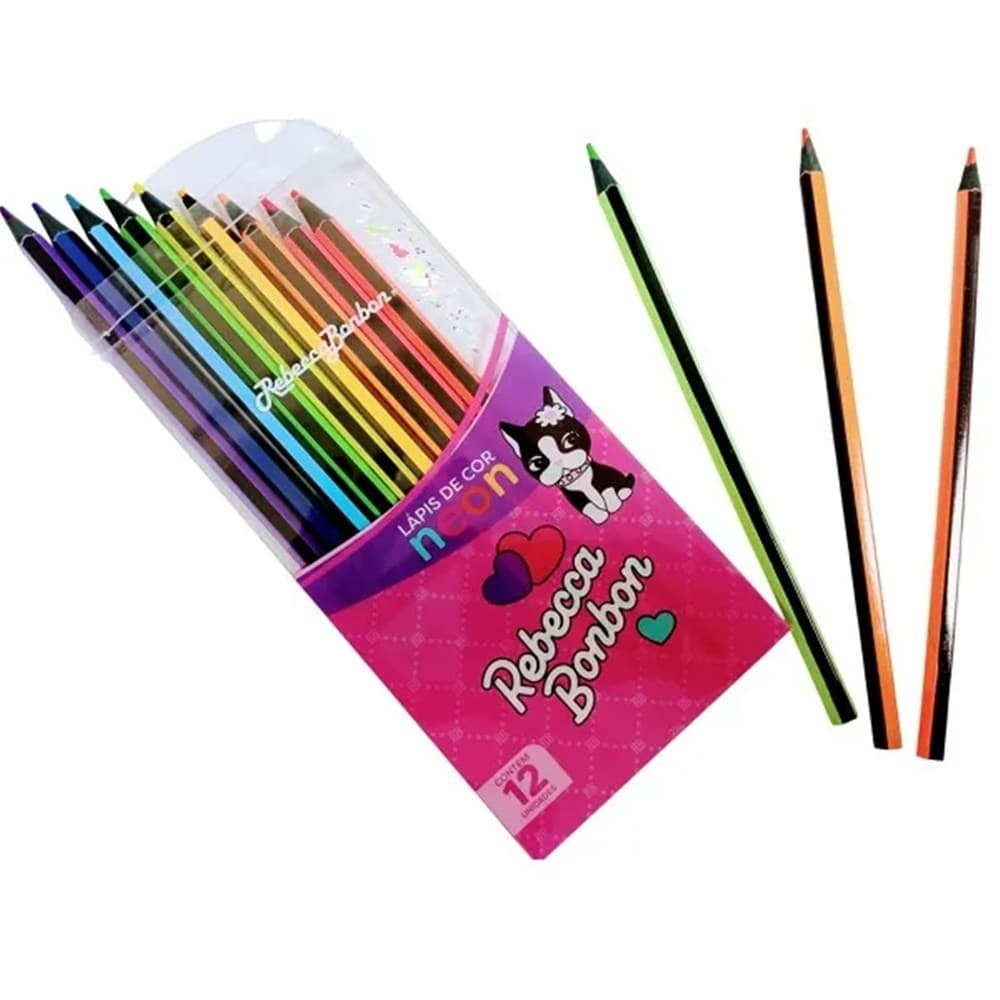Lápis 12 Cores Rebecca Bonbon Neon Sky Paper RB1204