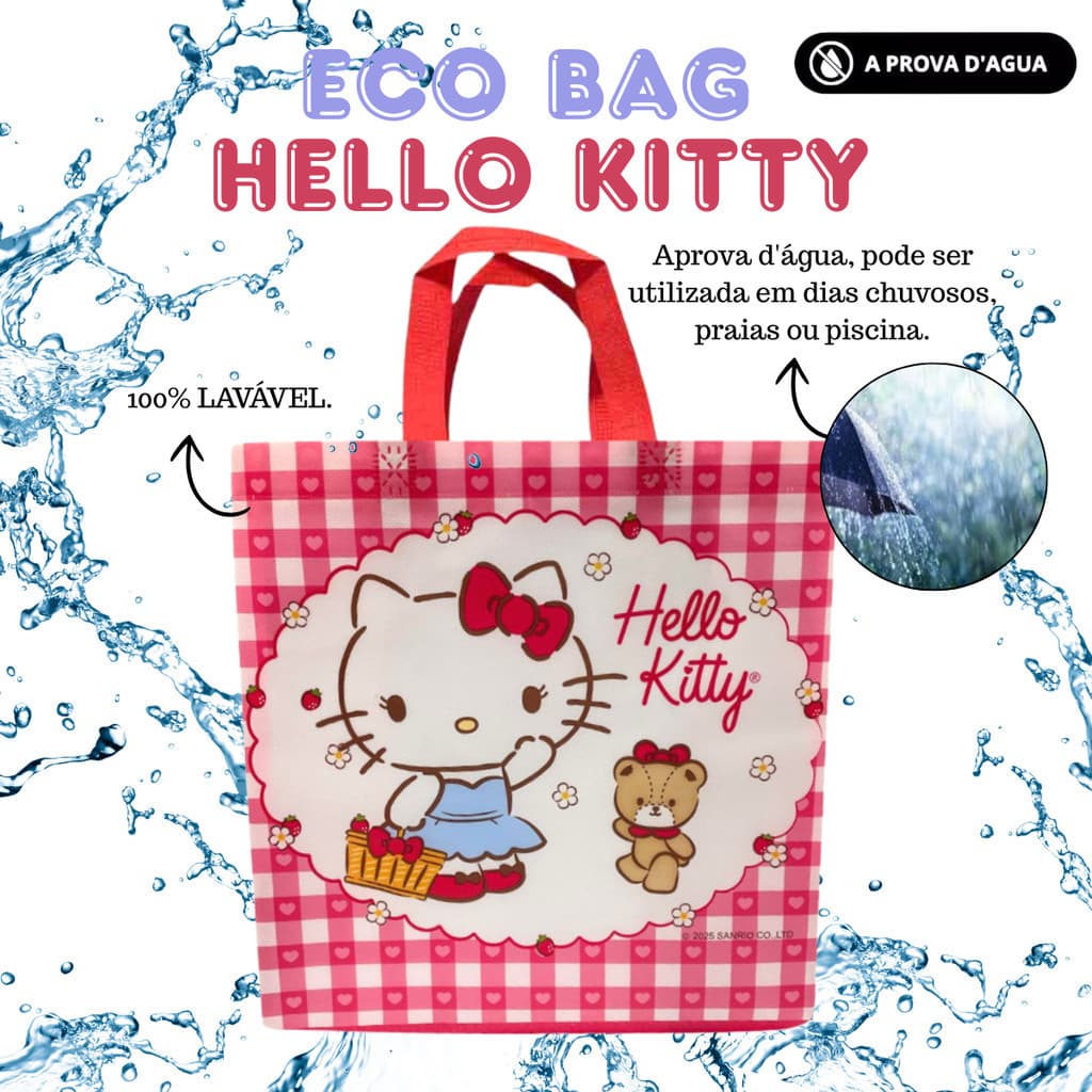 EcoBag Sacola Hello Kitty  presente infantil acessório hello kitty coisas da hello kitty