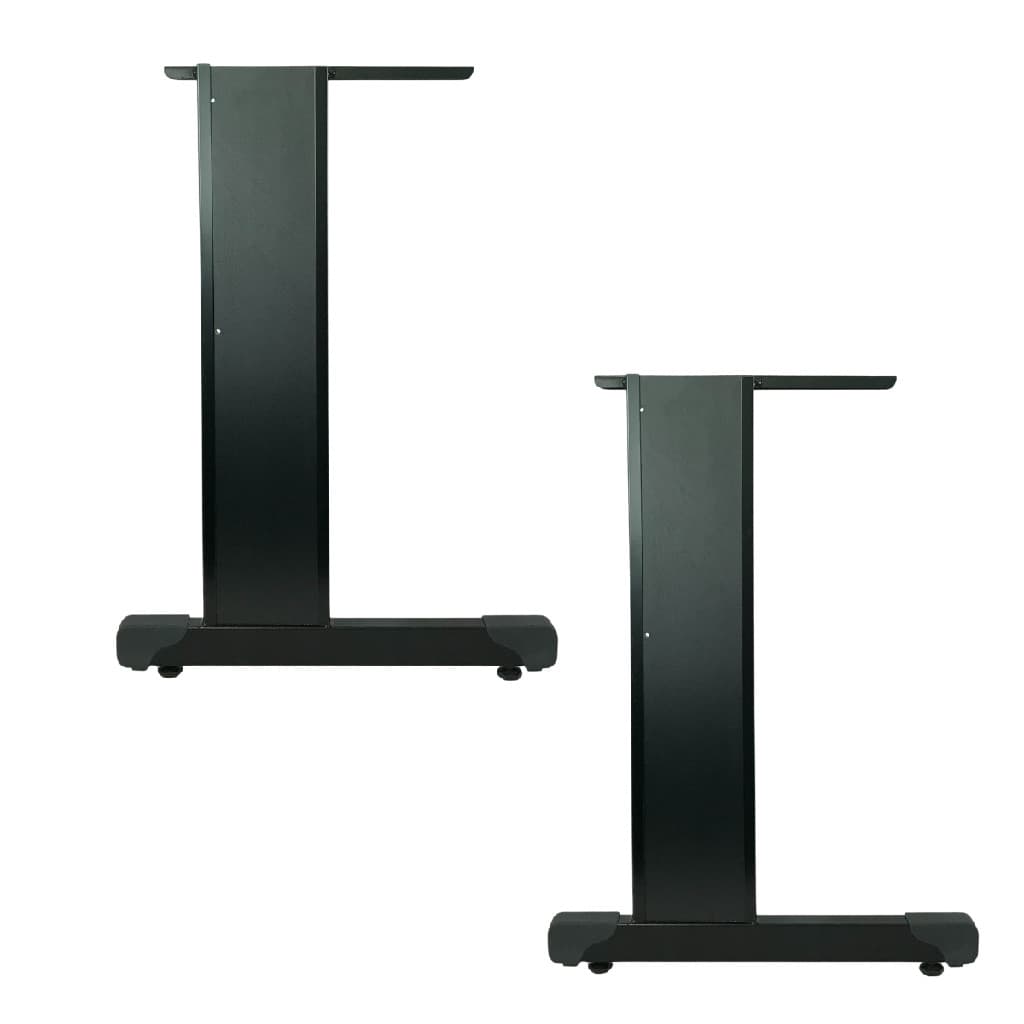 Par de Pés de Mesa Sobrepor Preto com Madeira para Mesa de Escritório