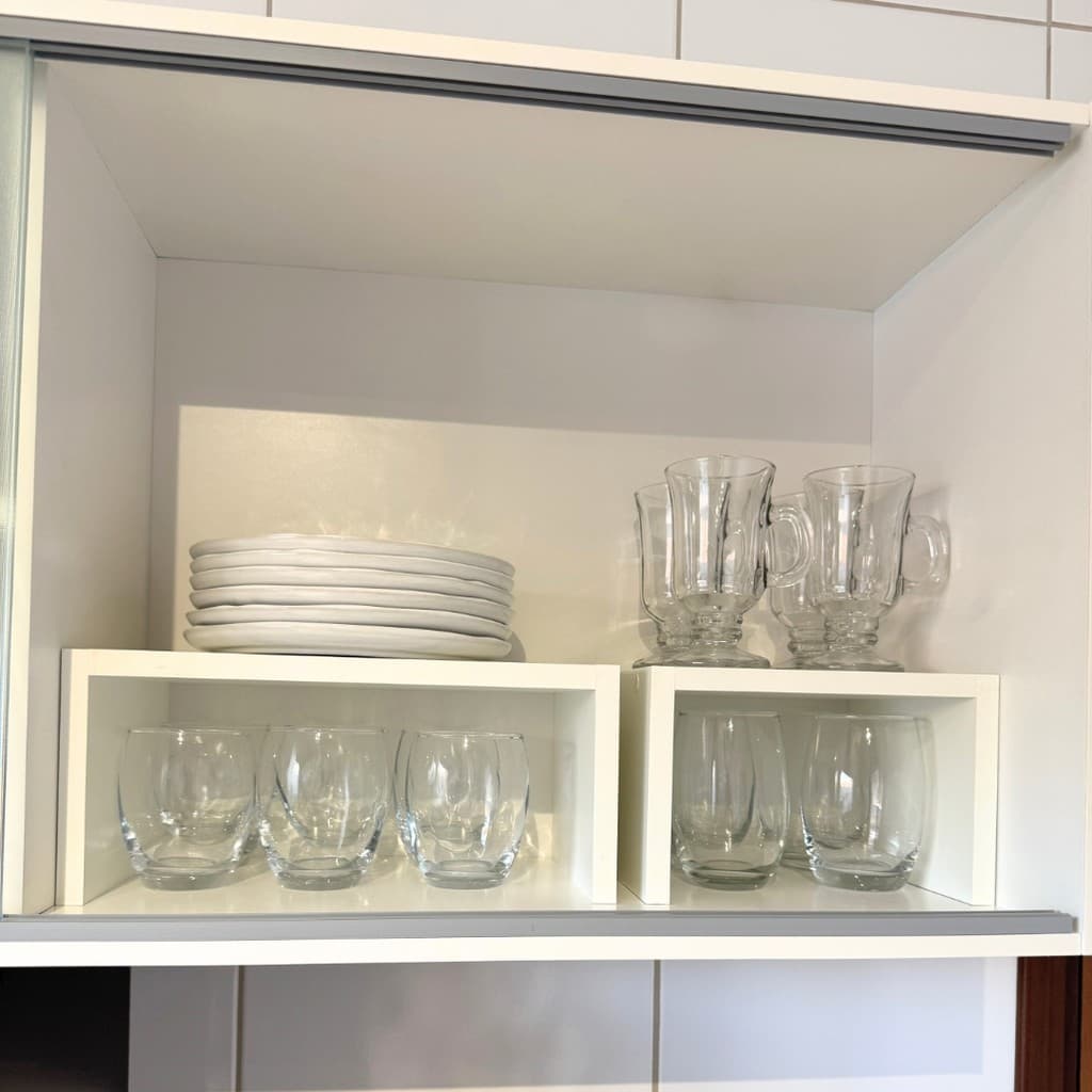 Organizador de Armário Para Pratos Copo Compras Cozinha Despença Muitiuso Mdf 33cm Branco