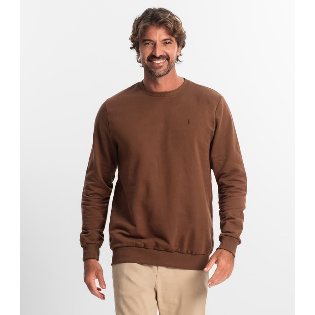 Blusão Masculino Plus Size Moletom Básico Diametro Marrom