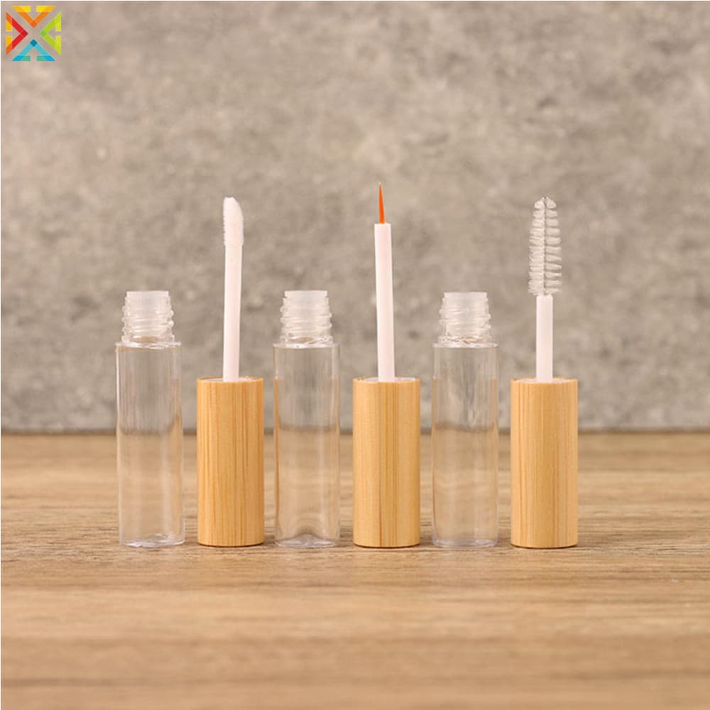 Frasco Recipiente De Rímel De Bambu Natural De 8ml Com Escova , Tampa DIY , Tubo De Brilho Labial , Embalagem Cosmética