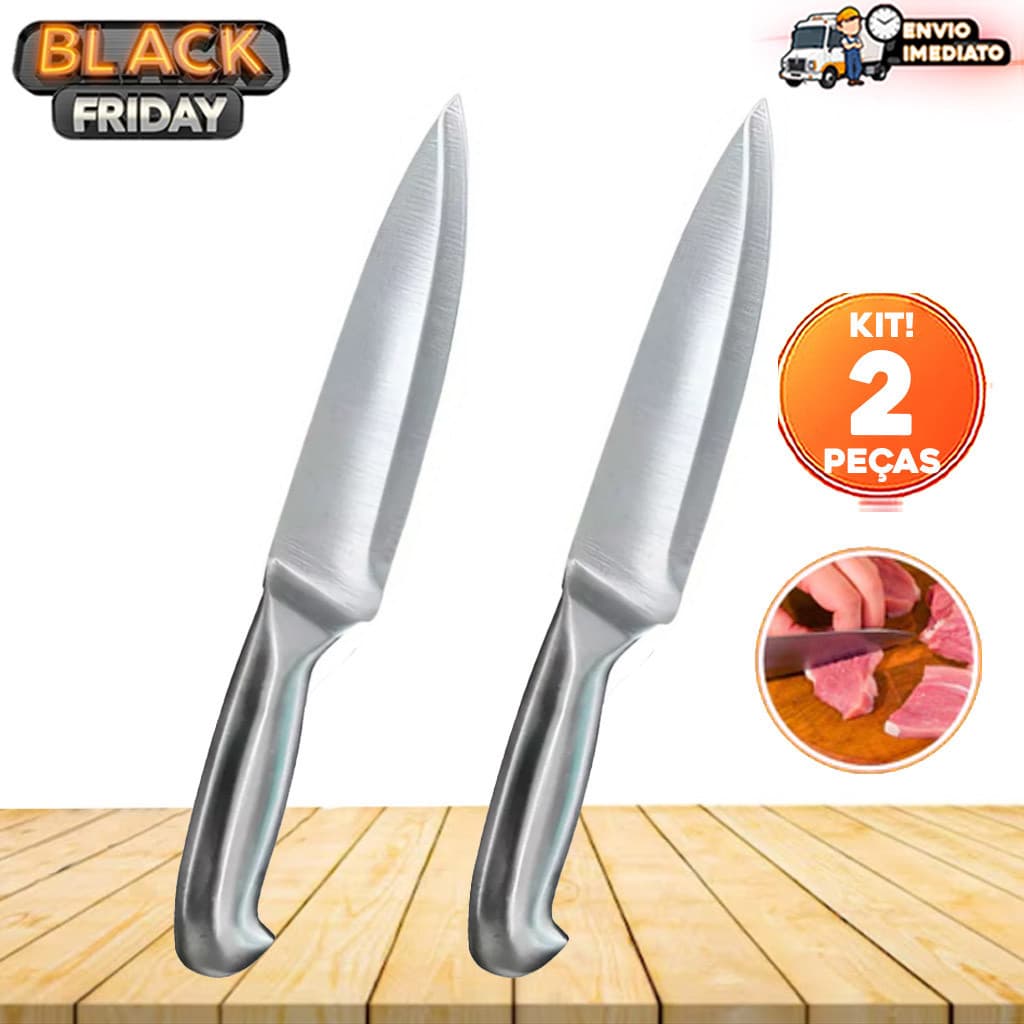 Kit 2 Faca Inox Peixeira Profissional 7 Polegadas Lâmina Corte de Precisão Churrasco Açougue e Carne so aqui