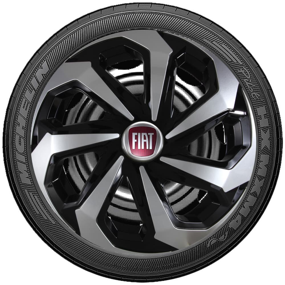 Kit 4 Calotas Esportivas aro 14 Spider Compativel com Argo Fiorino Idea GrandSiena Palio