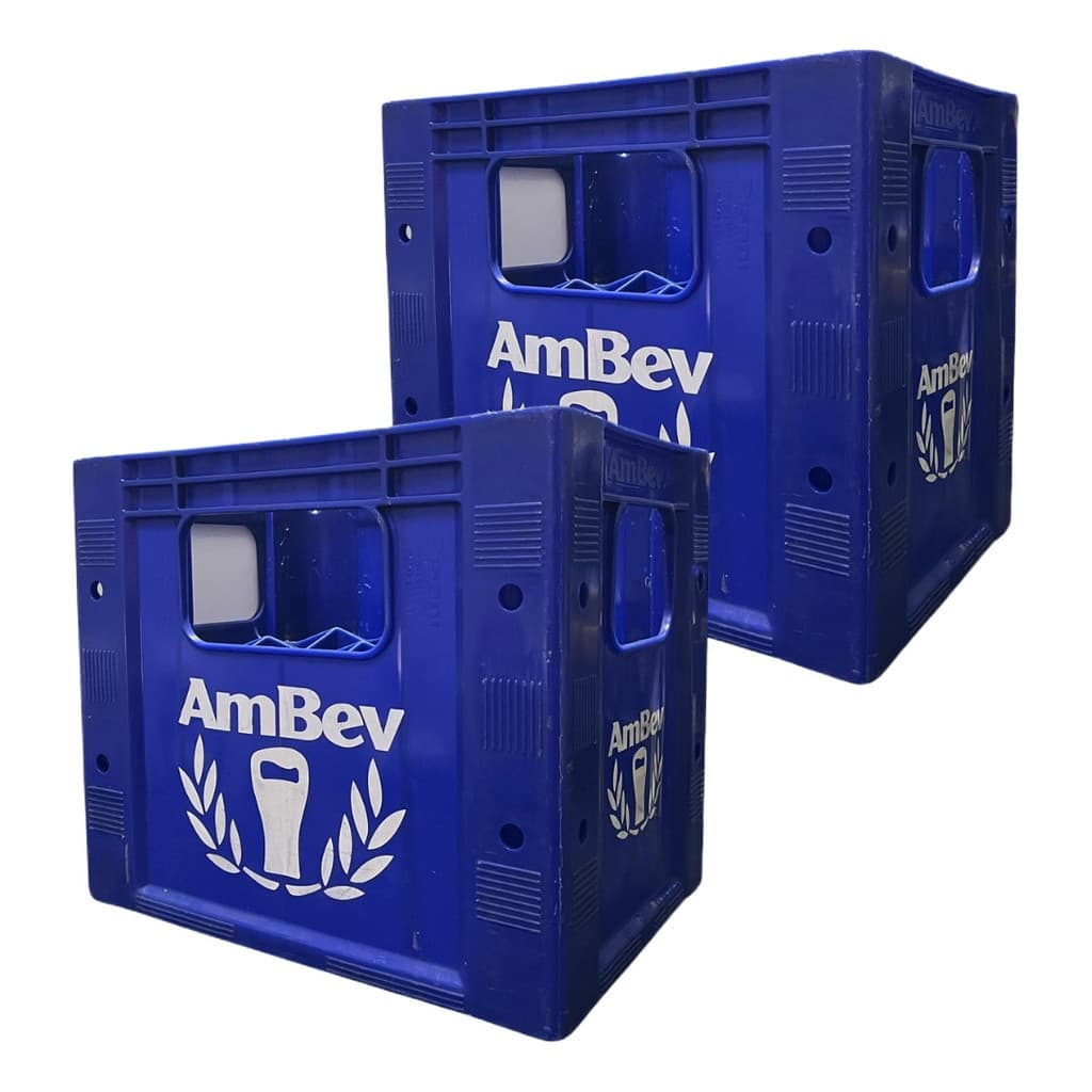 Kit 2 Garrafeira Ambev Engradado 1l P/ 12 Garrafas Azul