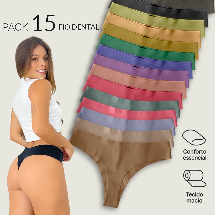 15 Calcinhas Fio Dental Invisível – Sem Costura Laser, Confortáveis, P a GG