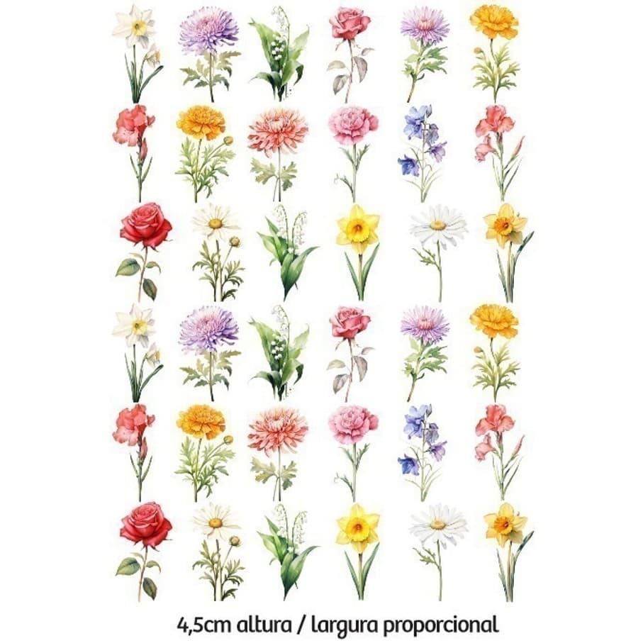 Decalque Hidro Transfer - Flores Várias 4,5cm