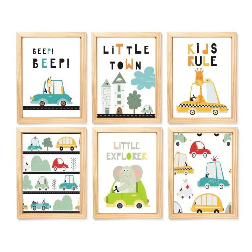 Quadro Infantil Carrinhos 6 un A4