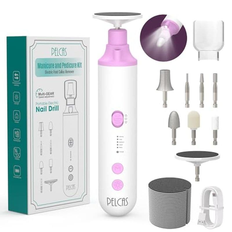 Moedor De Unhas PELCAS Para Grossas 8 Em 1 Manicure & amp ; Kit De Pedicure , Broca De Unha Sem Fio De 5 Velocidades Com