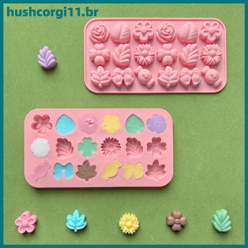 Molde De Silicone 3D HUSH Para Sabonete De Gelatina De Folha De Arco , Ferramenta De Cozimento De 18 Cavidades Decoração